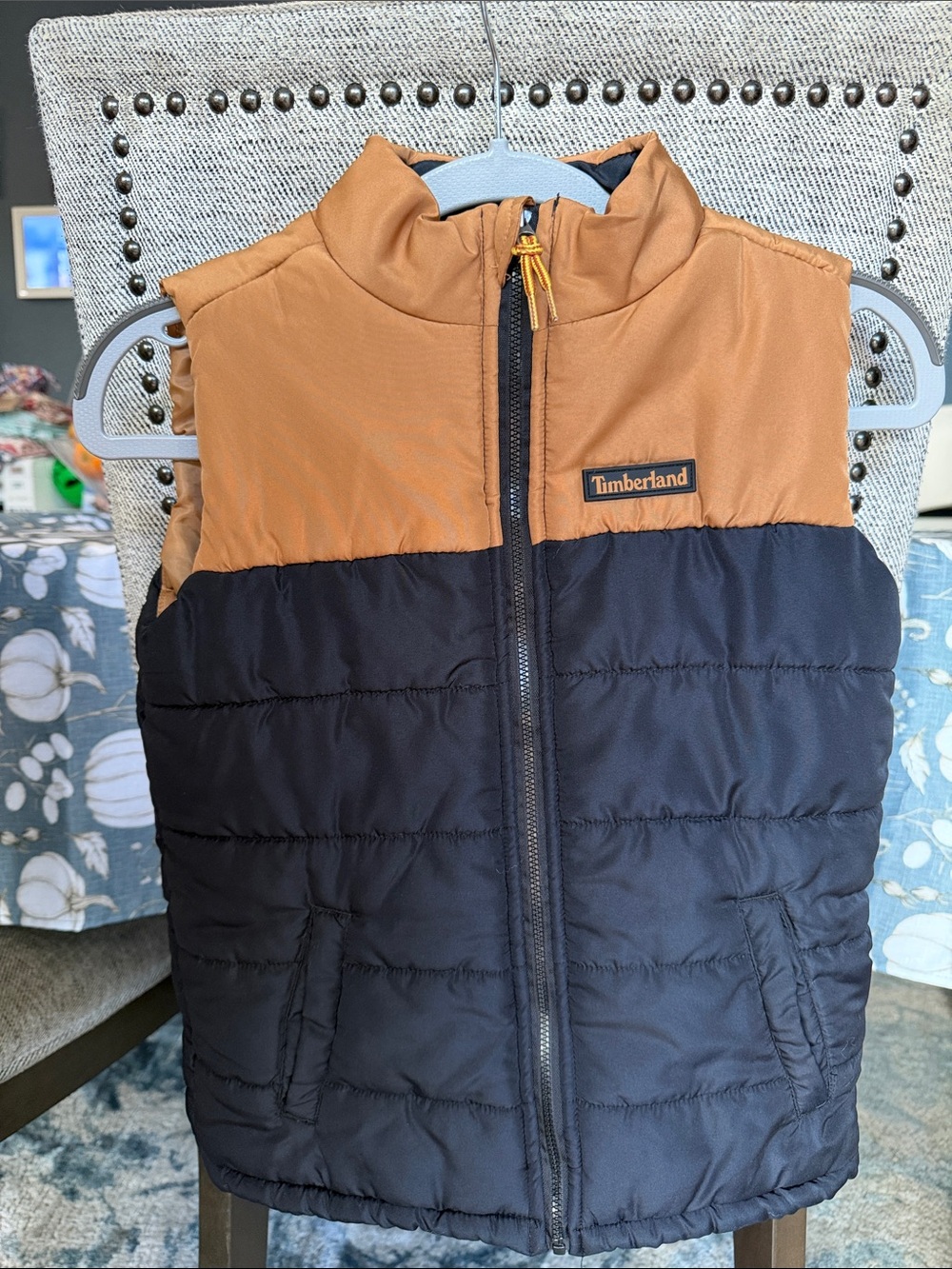 Timberland Kids Two-Tone Tan and Black Puffer Vest